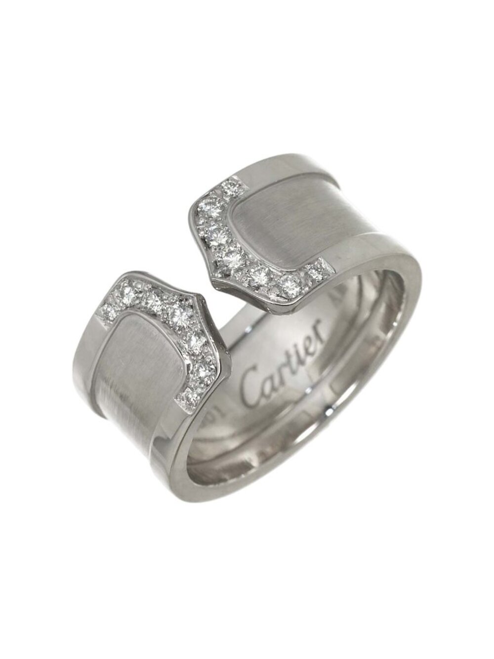 Cartier C2 Large LM 57 Ring Diamond 18k White Gold 750 2C